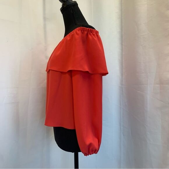 𝅺ARITZIA wilfred promener red off the shoulder ruffle frill blouse Sz XXS - Picture 4 of 10
